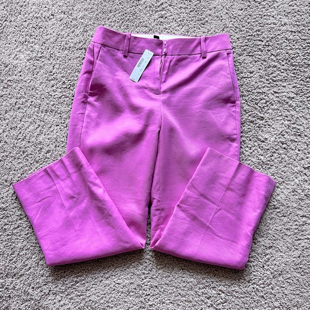 Jcrew Peyton pant in stretch linen, color: Vivid Fuchsia size 0 NWT 💕